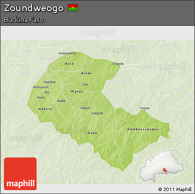 Physical 3D Map of Zoundweogo, lighten