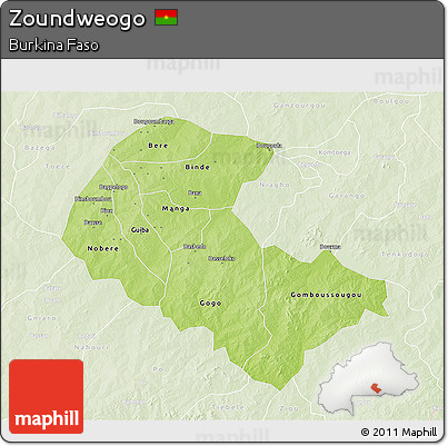 Physical 3D Map of Zoundweogo, lighten