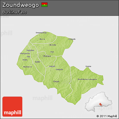 Physical 3D Map of Zoundweogo, single color outside