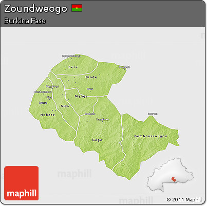 Physical 3D Map of Zoundweogo, single color outside