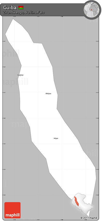 Gray Simple Map of Guiba, single color outside