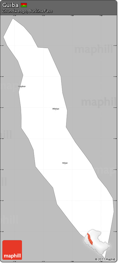 Gray Simple Map of Guiba, single color outside