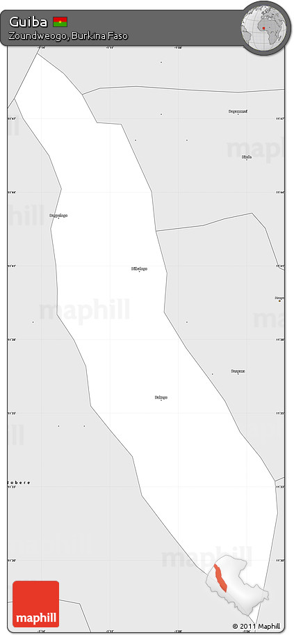 Silver Style Simple Map of Guiba