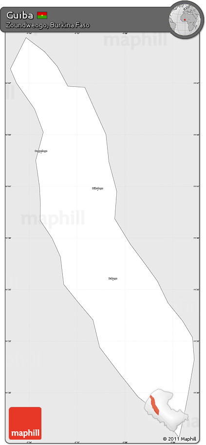 Silver Style Simple Map of Guiba, single color outside