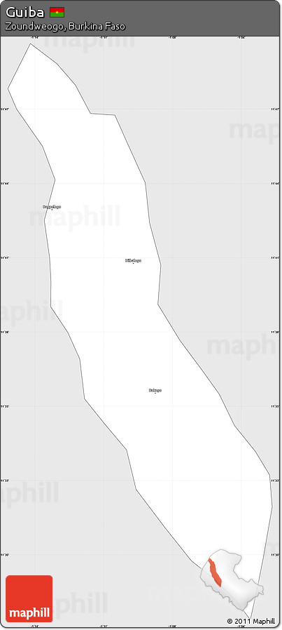 Silver Style Simple Map of Guiba, single color outside