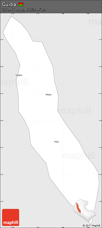 Silver Style Simple Map of Guiba, single color outside
