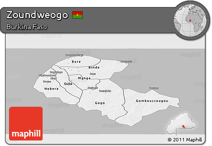 Gray Panoramic Map of Zoundweogo, single color outside