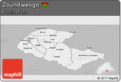 Gray Panoramic Map of Zoundweogo, single color outside