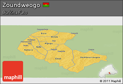 Savanna Style Panoramic Map of Zoundweogo, single color outside