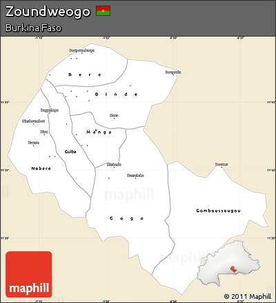 Classic Style Simple Map of Zoundweogo, single color outside