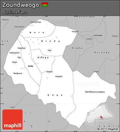 Gray Simple Map of Zoundweogo