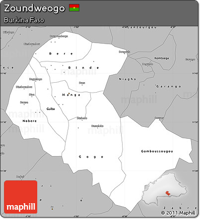 Gray Simple Map of Zoundweogo
