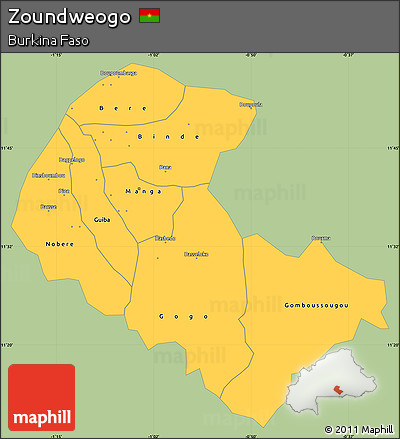 Savanna Style Simple Map of Zoundweogo, single color outside