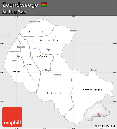 Silver Style Simple Map of Zoundweogo, single color outside