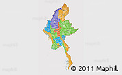 Political 3D Map of Burma, cropped outside