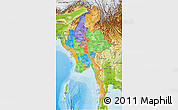 Political 3D Map of Burma, physical outside