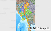 Political 3D Map of Burma, semi-desaturated, land only