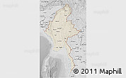 Shaded Relief 3D Map of Burma, desaturated