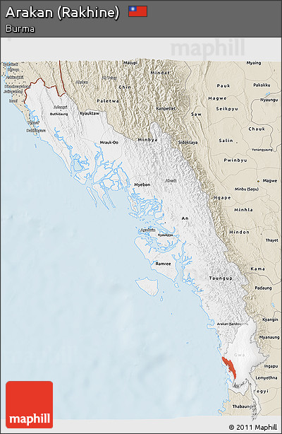 Classic Style 3D Map of Arakan (Rakhine)