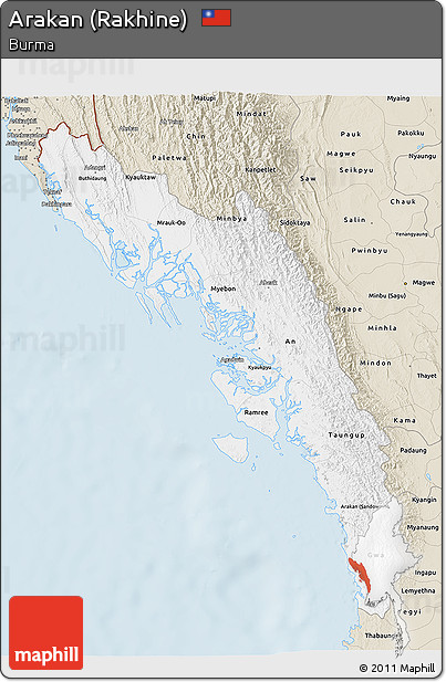 Classic Style 3D Map of Arakan (Rakhine)