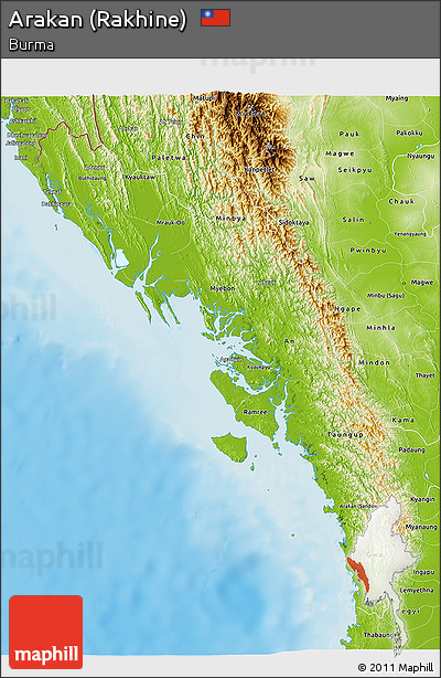 Physical 3D Map of Arakan (Rakhine)