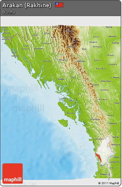 Physical 3D Map of Arakan (Rakhine)