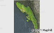 Satellite 3D Map of Arakan (Rakhine), darken, semi-desaturated