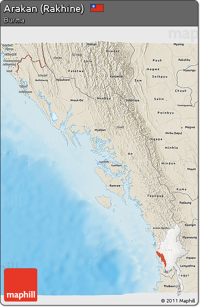 Shaded Relief 3D Map of Arakan (Rakhine)