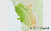 Physical Map of Arakan (Sandoway), lighten