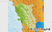 Physical Map of Arakan (Sandoway), political outside