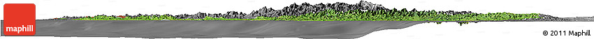 Satellite Horizon Map of Arakan (Rakhine), desaturated