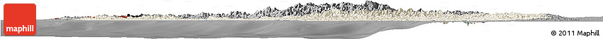 Shaded Relief Horizon Map of Arakan (Rakhine), darken, desaturated