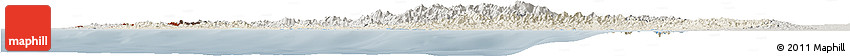 Shaded Relief Horizon Map of Arakan (Rakhine), semi-desaturated