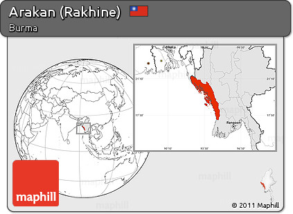 Blank Location Map of Arakan (Rakhine), highlighted country