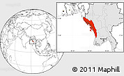 Blank Location Map of Arakan (Rakhine), highlighted country