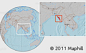 Gray Location Map of Arakan (Rakhine), within the entire country, hill shading