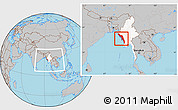 Gray Location Map of Arakan (Rakhine), highlighted country, within the entire country