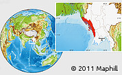 Physical Location Map of Arakan (Rakhine), highlighted country