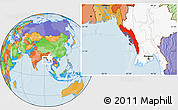 Political Location Map of Arakan (Rakhine), highlighted country