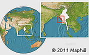 Satellite Location Map of Arakan (Rakhine), highlighted country, within the entire country