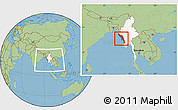 Savanna Style Location Map of Arakan (Rakhine), highlighted country, within the entire country