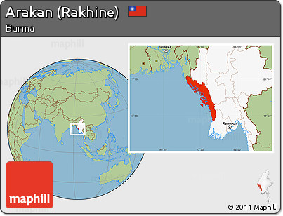 Savanna Style Location Map of Arakan (Rakhine), highlighted country