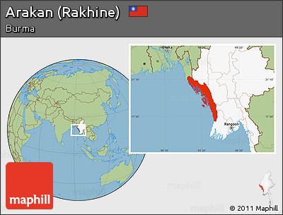Savanna Style Location Map of Arakan (Rakhine), highlighted country
