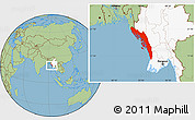 Savanna Style Location Map of Arakan (Rakhine), highlighted country