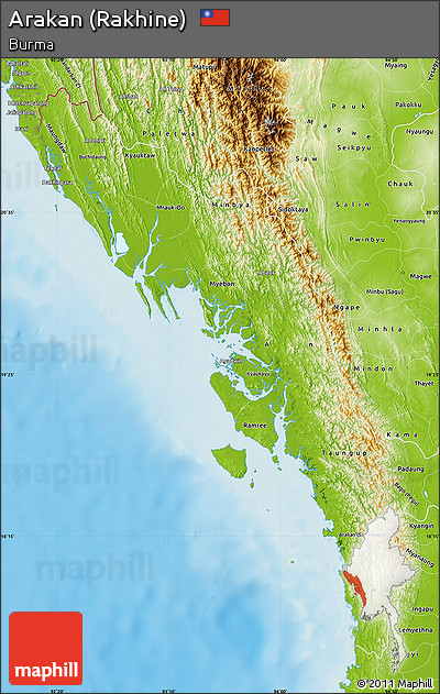 Physical Map of Arakan (Rakhine)