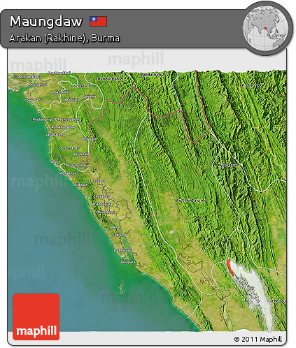 Satellite 3D Map of Maungdaw