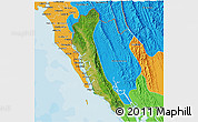 Satellite 3D Map of Maungdaw, political outside