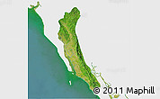 Satellite 3D Map of Maungdaw, single color outside