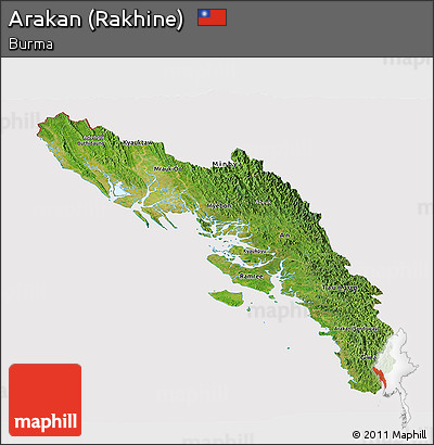 Satellite Panoramic Map of Arakan (Rakhine), cropped outside