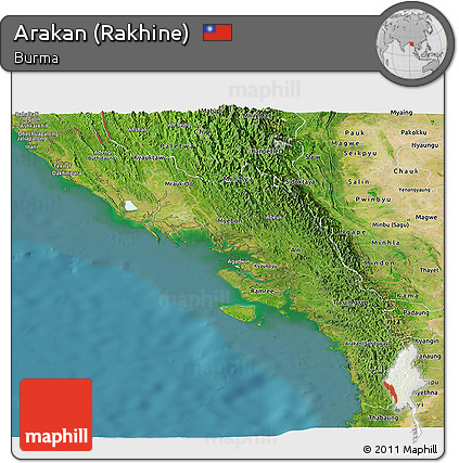 Satellite Panoramic Map of Arakan (Rakhine)